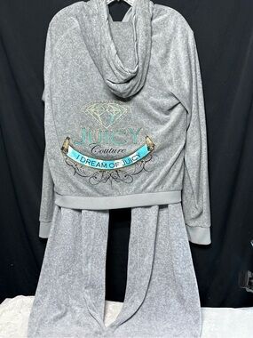 Vintage Y2K juicy couture tracksuit, Heather Gray lore, bling hoodie, XL pants L